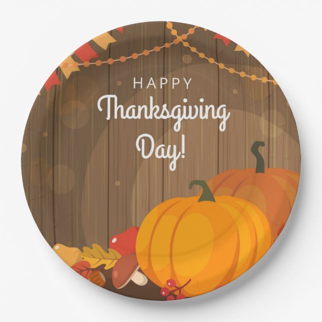 Happy Thanksgiving Day Paper Plates (Front)