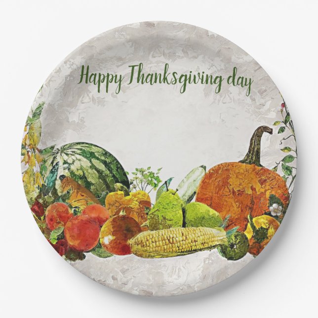 Happy Thanksgiving day Paper Plates (Front)