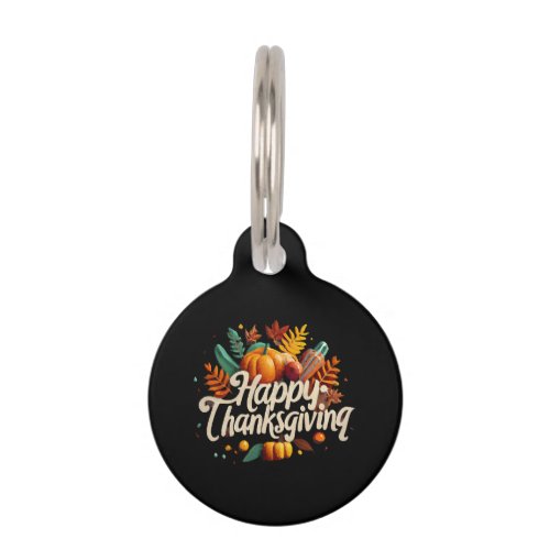 Happy thanksgiving day  pet ID tag