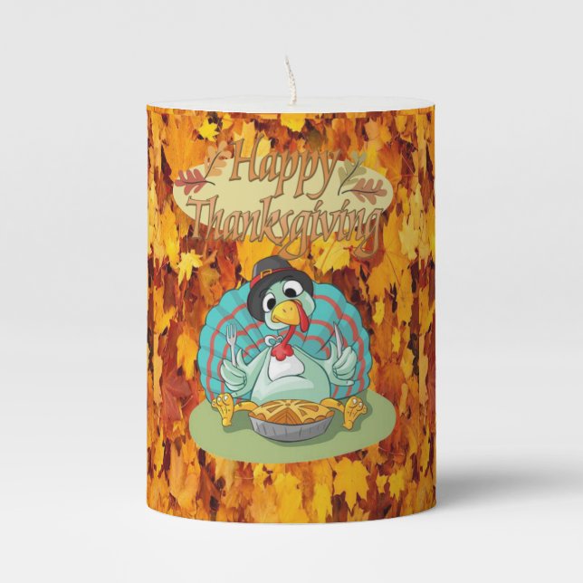 Happy Thanksgiving Day Pilar Candle (Front)