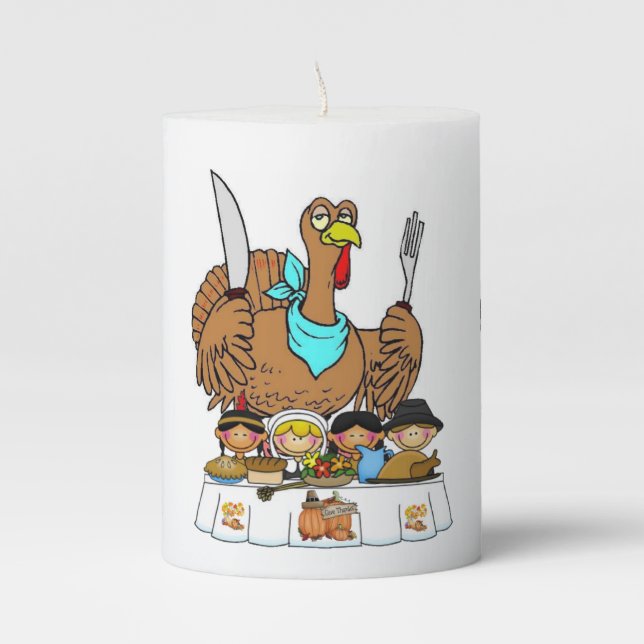 Happy Thanksgiving Day Pilar Candle (Front)