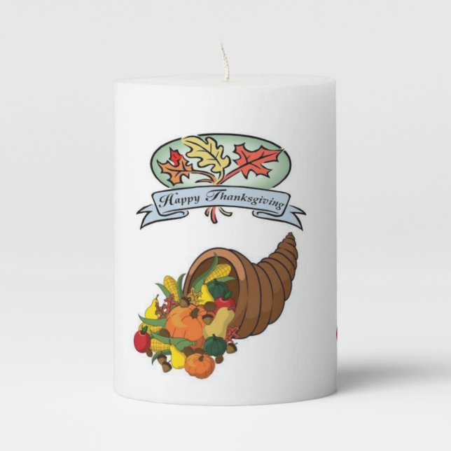 Happy Thanksgiving Day Pilar Candle (Front)