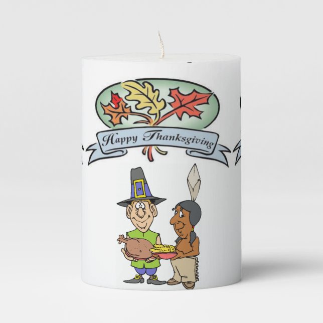 Happy Thanksgiving Day Pilar Candle (Front)