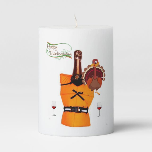 Happy Thanksgiving Day Pilar Candle (Front)