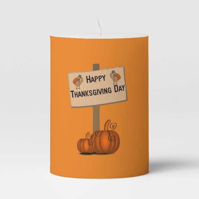 Happy Thanksgiving Day Pilar Candle (Front)