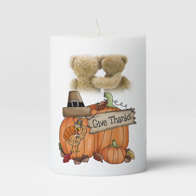 Happy Thanksgiving Day Pilar Candle (Front)