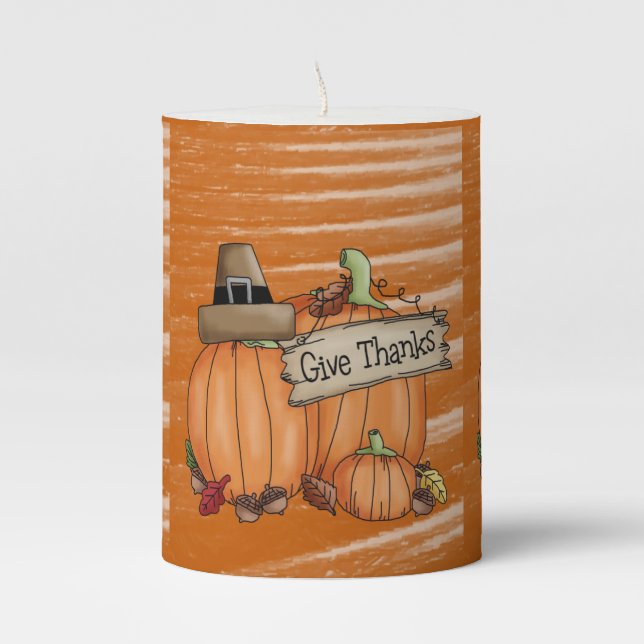 Happy Thanksgiving Day Pilar Candle (Front)
