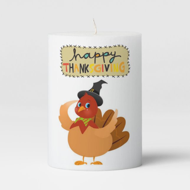 Happy Thanksgiving Day Pilar Candle (Front)