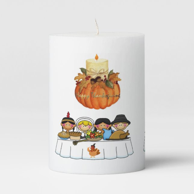 Happy Thanksgiving Day Pilar Candle (Front)