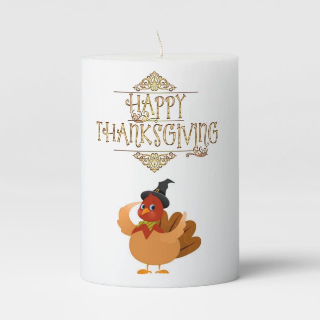 Happy Thanksgiving Day Pilar Candle (Front)