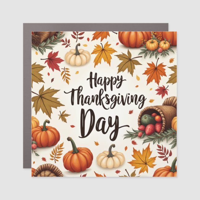 Happy Thanksgiving Day Rectangle Car Magnet (Front)