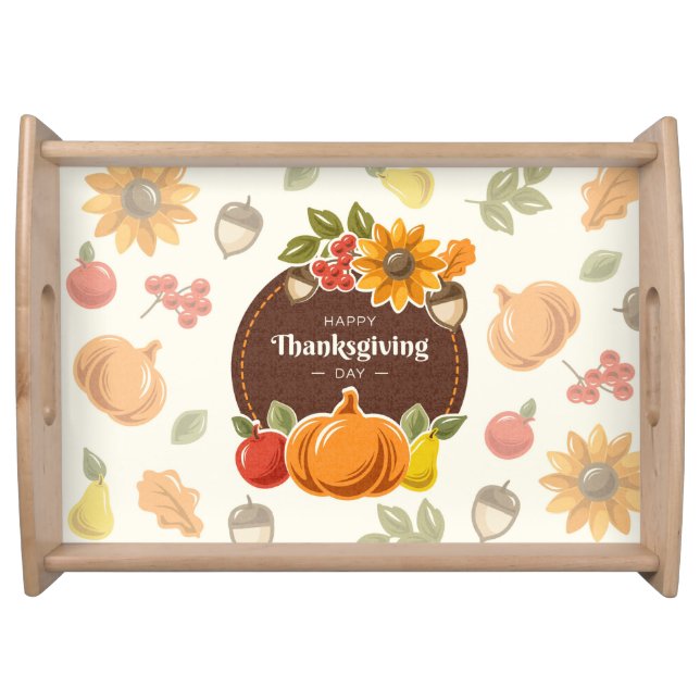 Happy Thanksgiving Day Serving Tray (Front)