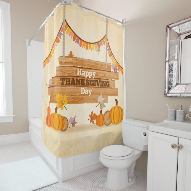 Happy Thanksgiving Day Shower Curtain (In Situ)