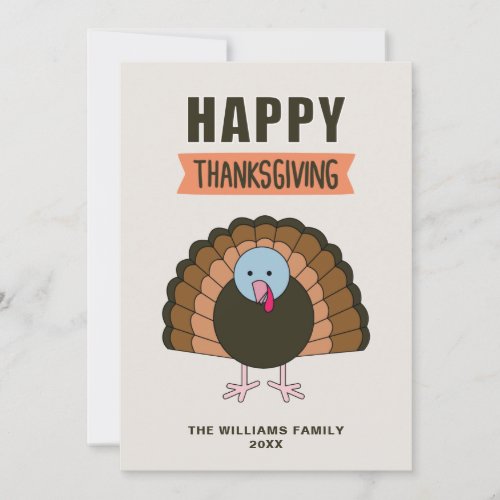 Happy Thanksgiving Day Turkey Grateful Holiday Card