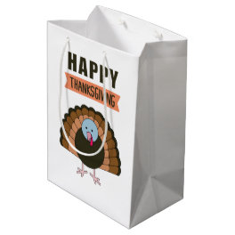 Happy Thanksgiving Day Turkey Grateful Holiday Medium Gift Bag