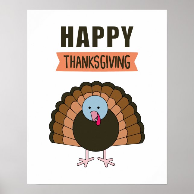 Happy Thanksgiving Day Turkey Grateful Holiday Poster (Front)