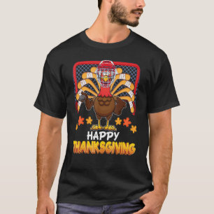 Happy Thanksgiving Day Turkey Playing Hockey Famil T-Shirt