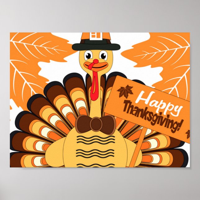 Happy Thanksgiving Day Turkey Poster (Front)