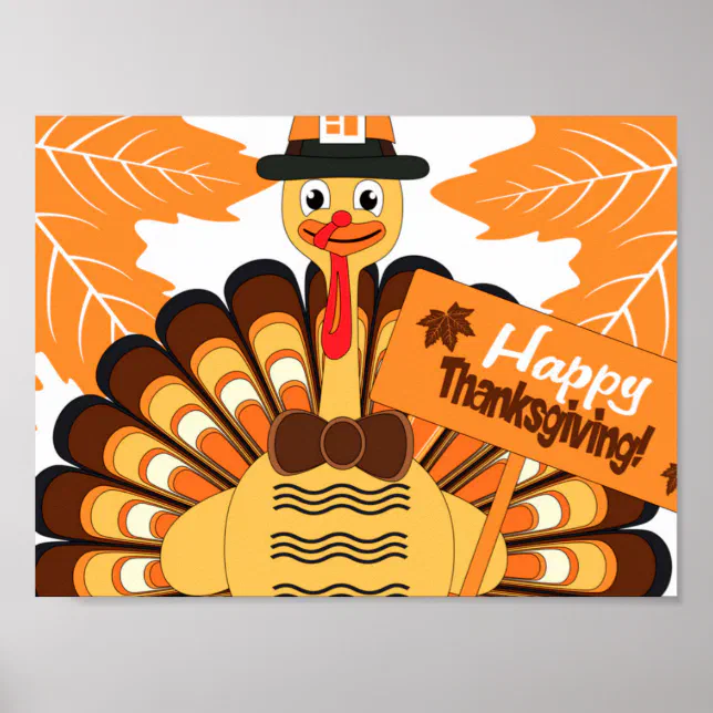 Happy Thanksgiving Day Turkey Poster | Zazzle