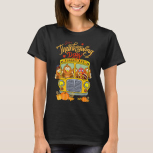 Happy Thanksgiving Day  Turkey School Bus Driver T-Shirt