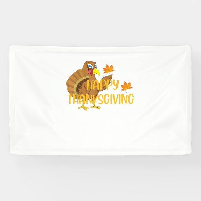 Happy Thanksgiving Day Turkey Thankful Men Women B Banner (Horizontal)