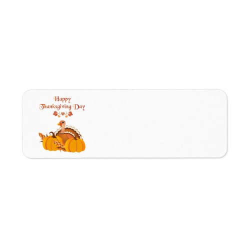 Happy Thanksgiving Day Turkey with Pumpkins Label