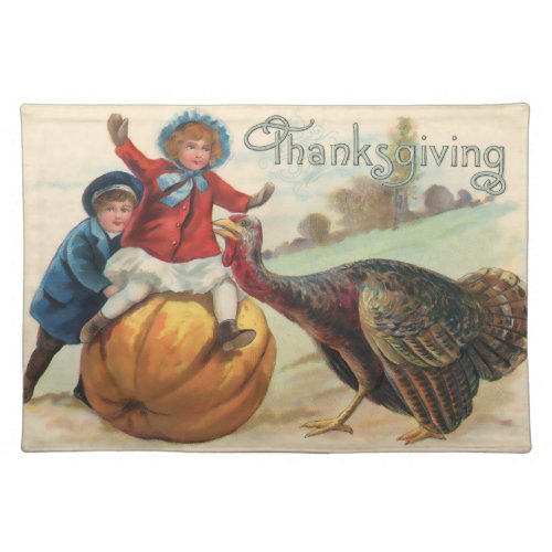 Happy Thanksgiving Day Vintage Americana Cloth Placemat