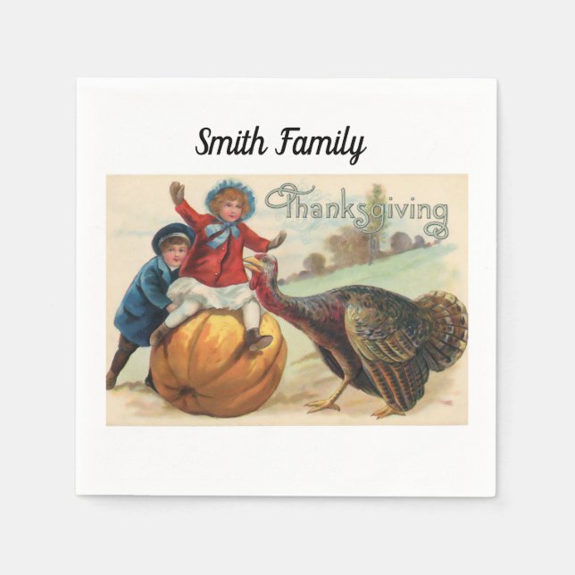 Happy Thanksgiving Day! (Vintage Americana) Napkins (Front)