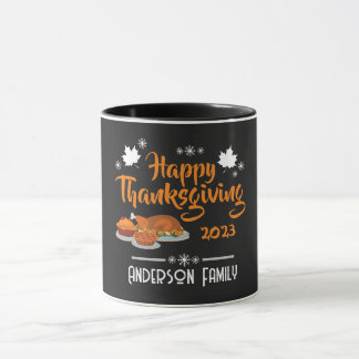 Happy Thanksgiving Day with Family Name & Year Mug
