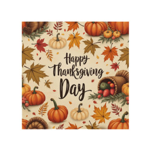 Happy Thanksgiving Day Wood Wall Art