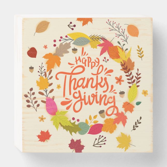 Happy Thanksgiving Day Wooden Box Sign (Front Horizontal)