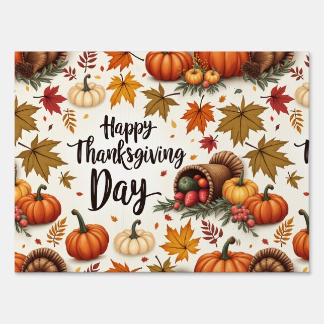 Happy Thanksgiving Day Yard Sign (Front)
