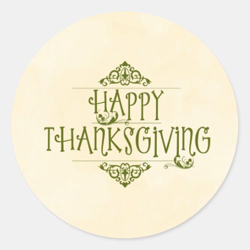 Happy Thanksgiving Decorative Typography Classic Round Sticker