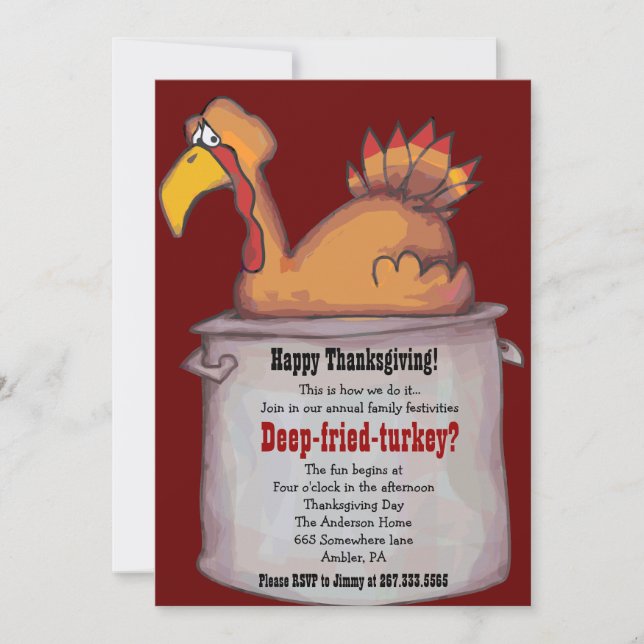 Happy Thanksgiving DEEP FRIED TURKEY Invite (Front)