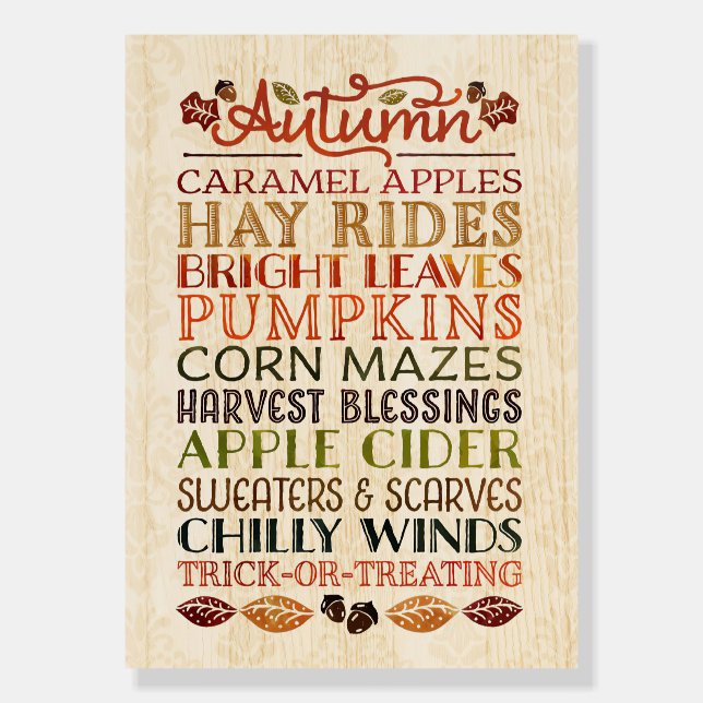 Happy Thanksgiving Descriptive words Autumn Foam Board (Front)