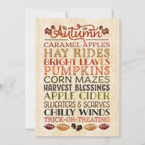 Happy Thanksgiving Descriptive words Autumn Invitation