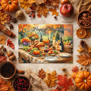 Happy Thanksgiving Dinner Feast  Postcard