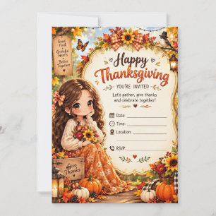 Happy Thanksgiving Dinner Invitation Card 🍂🦃