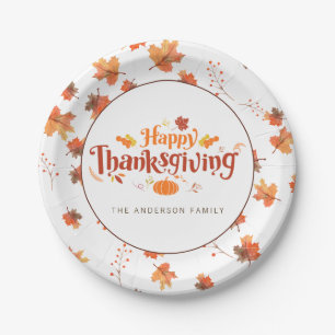 Happy Thanksgiving Dinner Paper Plates