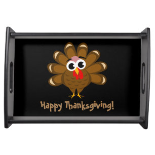 Happy Thanksgiving dinner party cute turkey custom Serving Tray