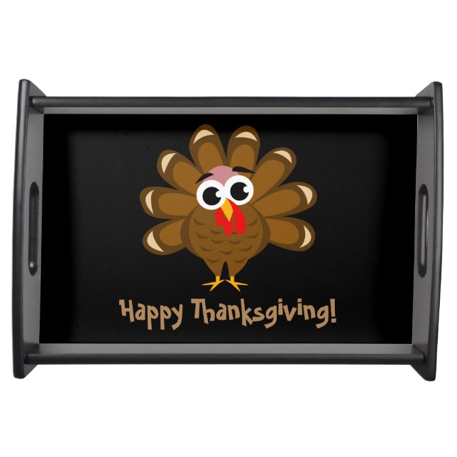Happy Thanksgiving dinner party cute turkey custom Serving Tray (Front)