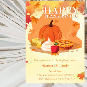 Happy Thanksgiving Dinner Party Invitation