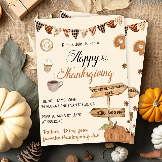 Happy Thanksgiving Dinner Pumpkin & Autumn  Invitation (Creator Uploaded)