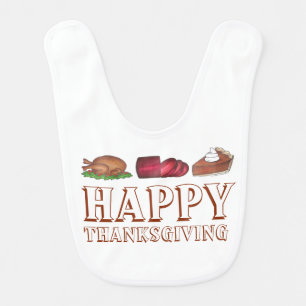 Happy Thanksgiving Dinner Turkey Pie Cranberry Baby Bib