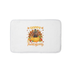 Happy Thanksgiving Doberman Dog Turkey Pumpkin Bath Mat