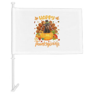 Happy Thanksgiving Doberman Dog Turkey Pumpkin Car Flag