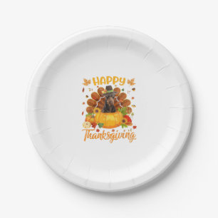 Happy Thanksgiving Doberman Dog Turkey Pumpkin  Paper Plates