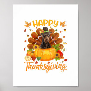 Happy Thanksgiving Doberman Dog Turkey Pumpkin Poster