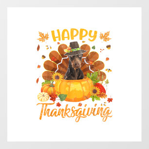 Happy Thanksgiving Doberman Dog Turkey Pumpkin Wall Decal