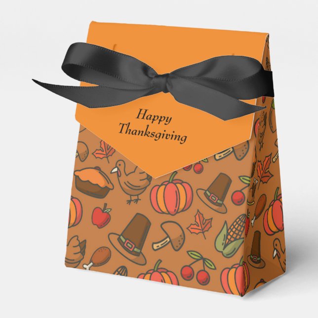 Happy Thanksgiving Editable Message Favor Boxes (Front Side)